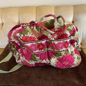 Vera Bradley Pink and Green Medium Sized Quilted Bag